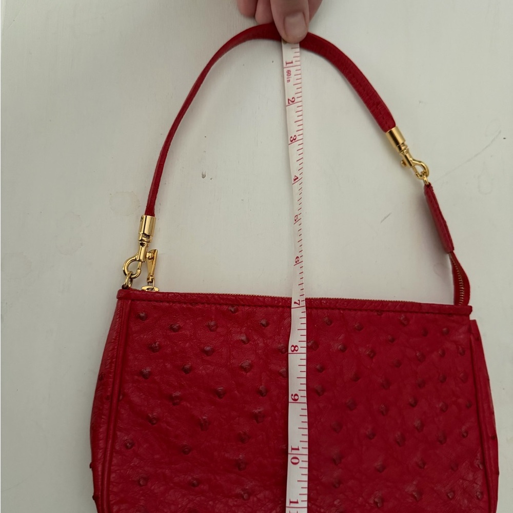Via La Moda genuine ostrich leather red bag with Gold Hardware - Picture 2 of 12